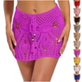 thumbnail image 1 of Women's Handmade Crochet Beach Skirt Cover-Up Summer Boho Swimwear Bikini Cover Mini Skirt Hot Pink L, 1 of 5