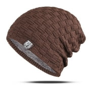 Womens Handmade Ear Warm Wool Slouchy Hat Knitted Windproof Cap, Coffee