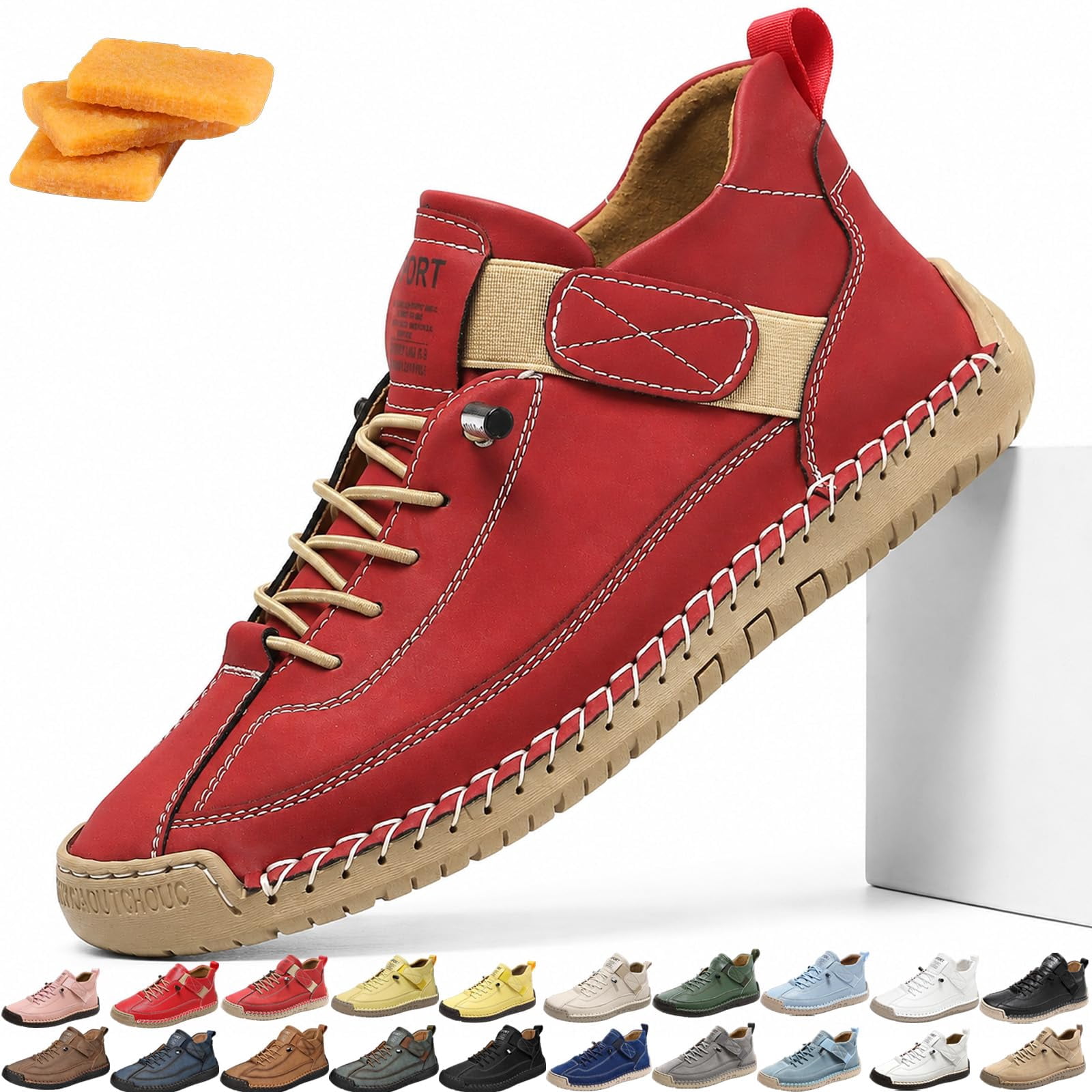 Women's Handmade Leather Orthopedic Comfortable Sneakers Comfy Tennis ...