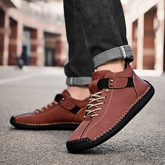 Women's Handmade Leather Orthopedic Comfy Shoes, Unisex Waterproof Orthopedic Adjustable Walking and Hiking Sneakers, Slip-On Soft Comfort Support Boots
