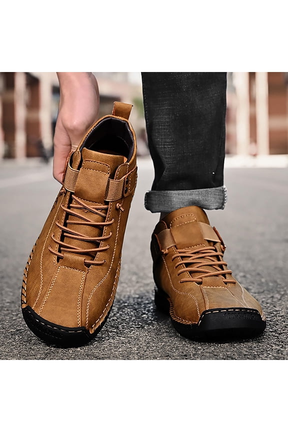 Women's Handmade Leather Orthopedic Comfy Shoes, Unisex Waterproof Orthopedic Adjustable Walking and Hiking Sneakers, Slip-On Soft Comfort Support Boots