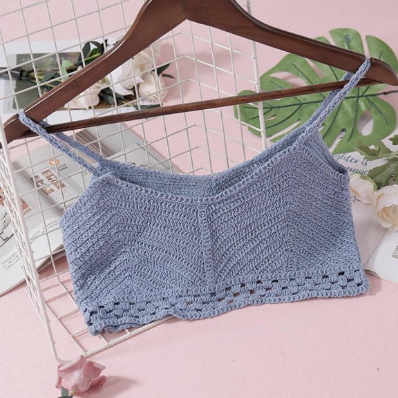 Women's Handmade Sexy Bikini Set Crochet Crop Tops Camisole Knitted Swimwear Tank Top,One Size