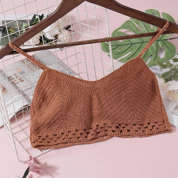 Women's Handmade Sexy Bikini Set Crochet Crop Tops Camisole Knitted Swimwear Tank Top,One Size