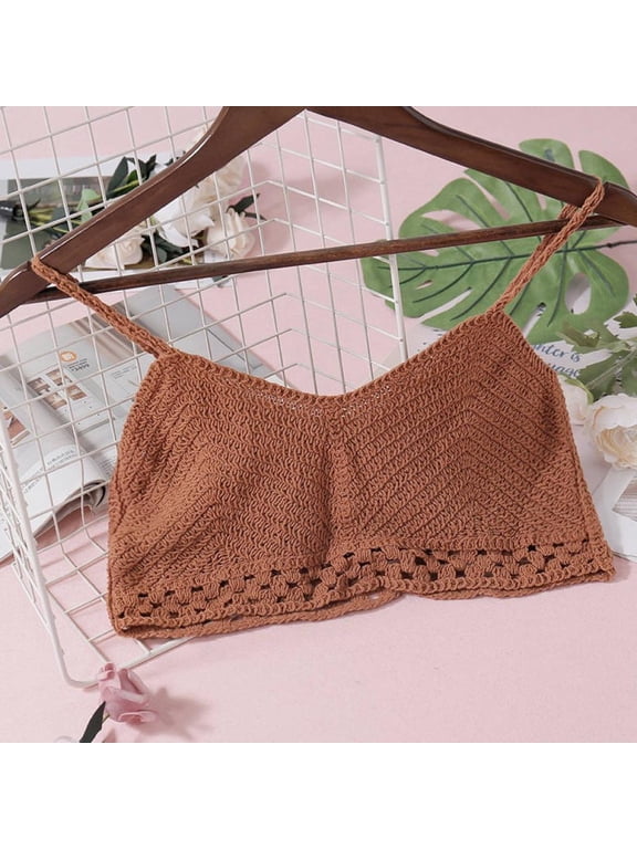 Women's Handmade Sexy Bikini Set Crochet Crop Tops Camisole Knitted Swimwear Tank Top,One Size