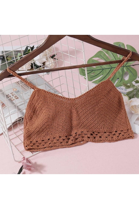 Women's Handmade Sexy Bikini Set Crochet Crop Tops Camisole Knitted Swimwear Tank Top,One Size
