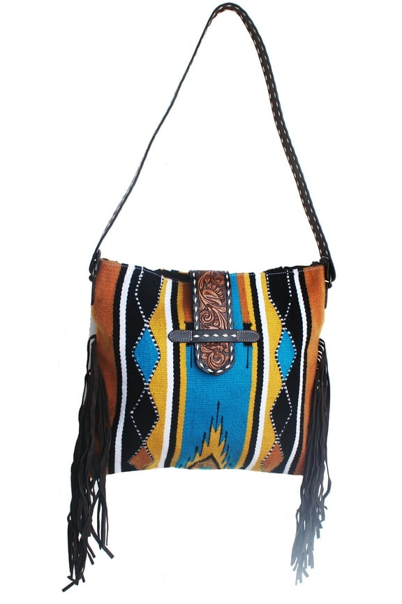 Women's Handwoven Wool Rodeo Cowgirl Shoulder Bag Purse Yellow 27FK23