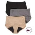 thumbnail image 1 of Women's Hanes 40FDM3 Comfort Period Moderate Brief Panty - 3 Pack (Pecan/Grey/Black 9), 1 of 2