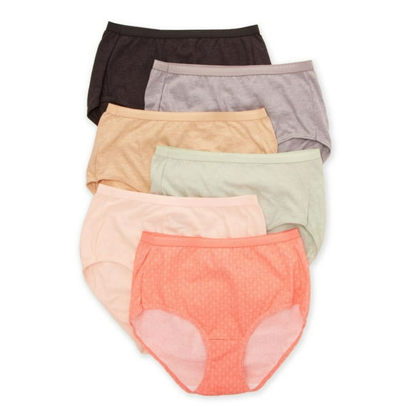 Women's Hanes 40H6CC Cotton Brief Panty - 6 Pack (Moonlight/Nude/Buff 6)