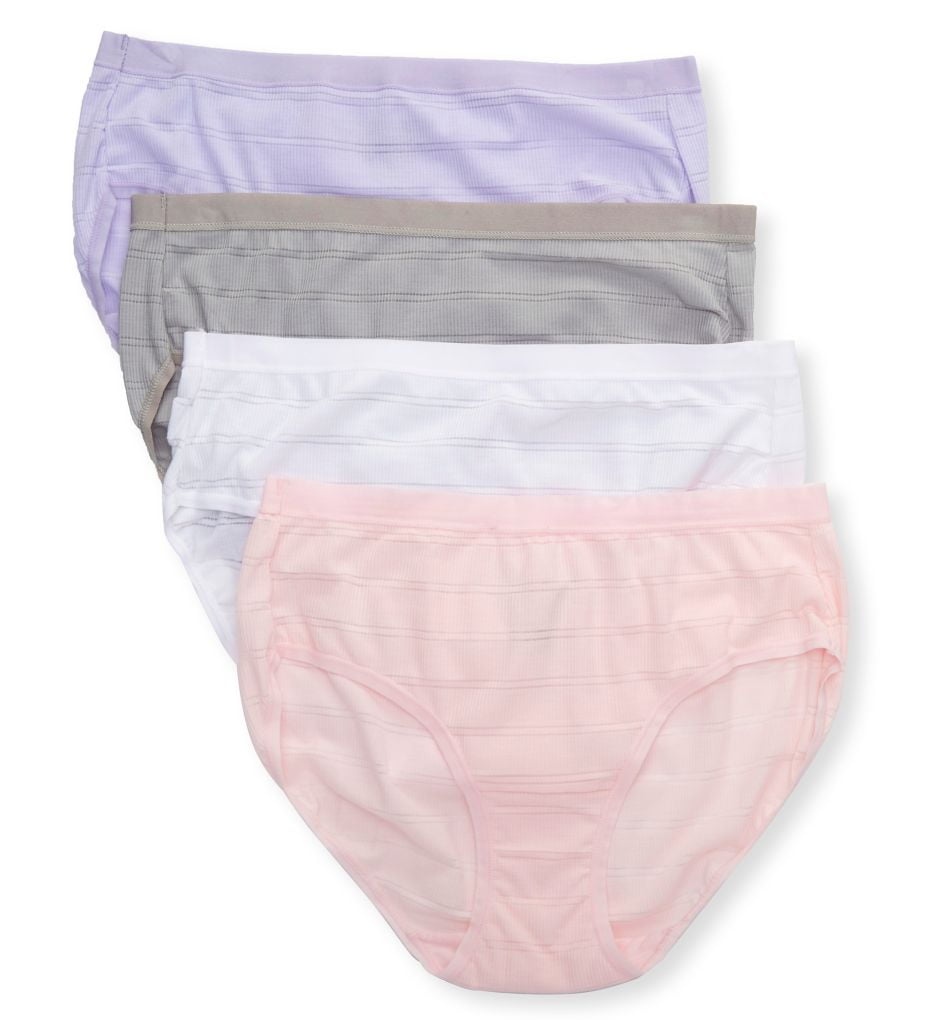 Women's Hanes 41CFF4 Comfort Flex Fit Hipster Panty 4 Pack (BalrnaWhiteLilacSilver 5