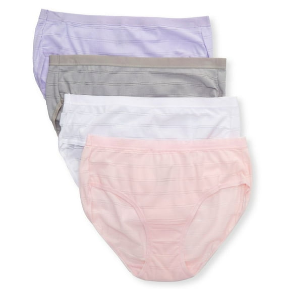 Women's Hanes 41CFF4 Comfort Flex Fit Hipster Panty - 4 Pack (BalrnaWhiteLilacSilver 5)