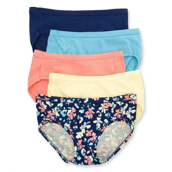 Women's Hanes 41W5CS Cotton Stretch Hipster Panty - 5 Pack (Cham/Pink/Blue 6)