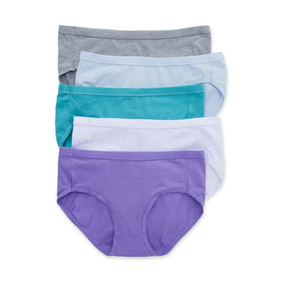 Women's Hanes 41W5CS Cotton Stretch Hipster Panty - 5 Pack (Green/Lilac/Lavender 9)