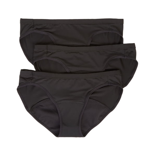 Women's Hanes 42FDL3 Comfort Period Light Bikini Period Panty - 3 Pack (BLK/BLK/BLK 7)