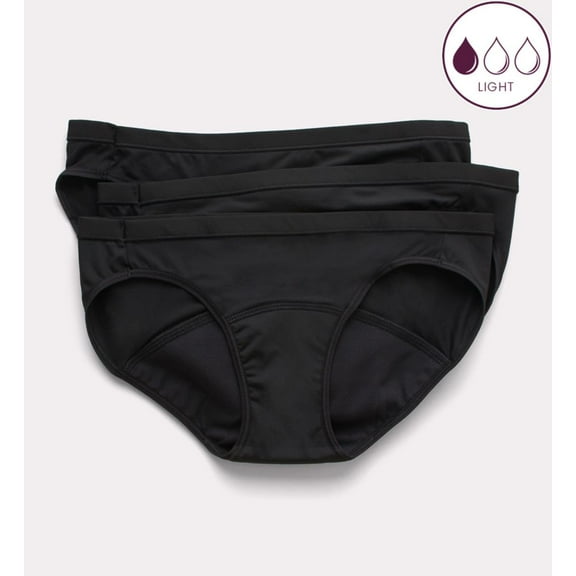Women's Hanes 42FDL3 Comfort Period Light Bikini Period Panty - 3 Pack (BLK/BLK/BLK 7)