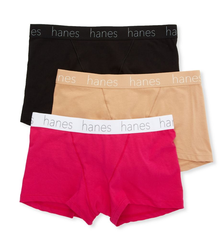 Women's Hanes 45UOBB Cotton Blend Boxer Brief Panty - 3 Pack (Red