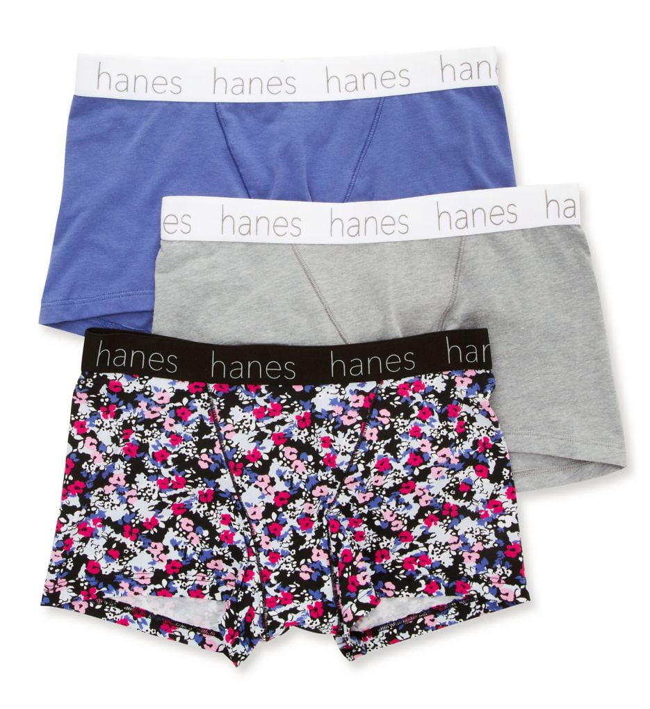 Women's Hanes 45UCBB Classic Boxer Brief Panty - 3 Pack  (Lilac/Orange/Stripe XL) 