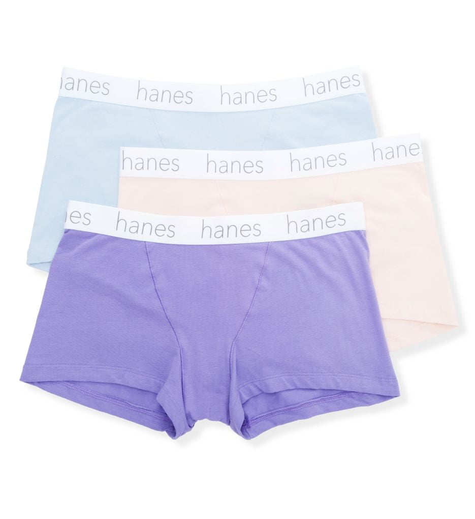 Women's Hanes 45UOBB Cotton Blend Boxer Brief Panty - 3 Pack (Navy