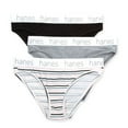 thumbnail image 1 of Women's Hanes 45UOBK Cotton Blend Bikini Panty - 3 Pack (Heather/Stripe/Black 2X), 1 of 10