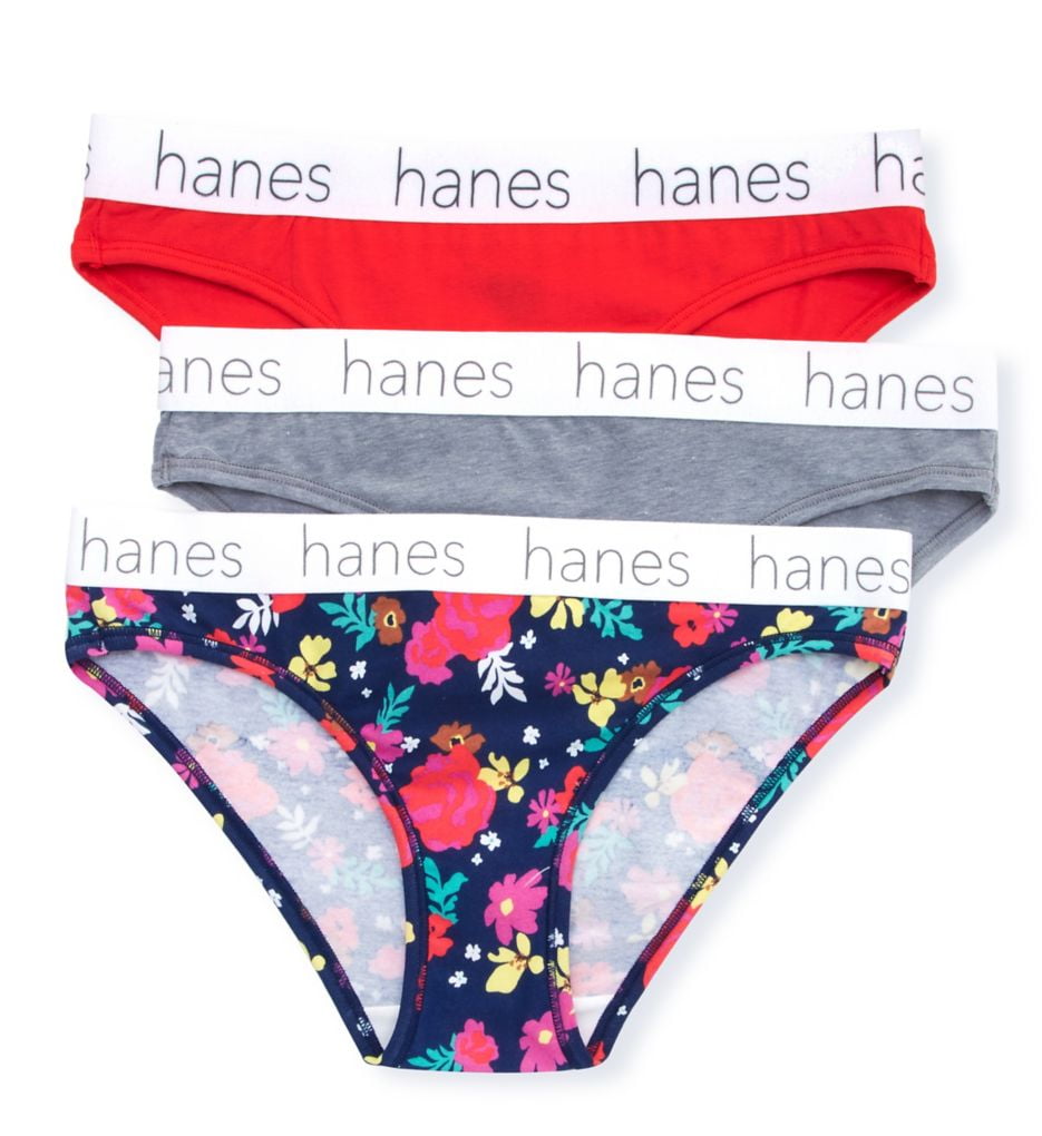 Women's Hanes 45UOBK Cotton Blend Bikini Panty - 3 Pack (Red Stone