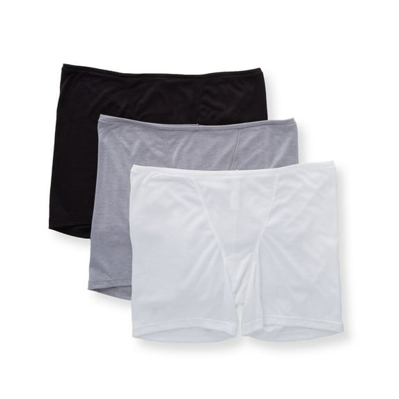 Hanes Women's 3 Pack ComfortSoft Lounge Boxer, Black/White/Heather Grey, 7