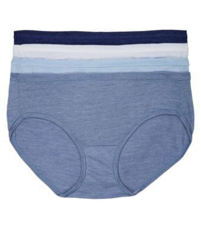 Women's Hanes 47HUSH Comfort Soft Hipster Panty 4 Pack (WhiteDenimBlueRoyalty 8)