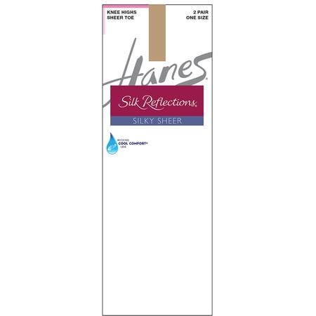 Hanes Silk Reflections Silky Sheer Knee Highs, Toe, 2-Pairs Little Color Women's