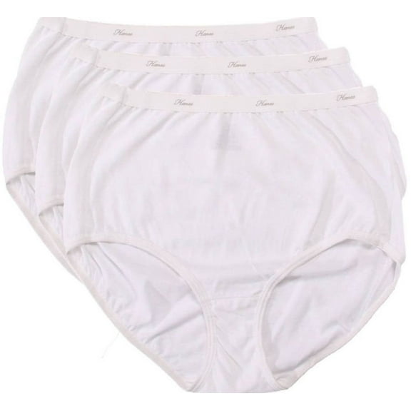 Women's Hanes D40L Cotton Brief Panties - 3 Pack (White 9)