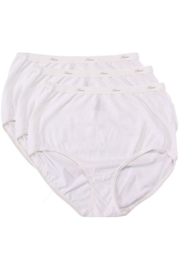 Women's Hanes D40L Cotton Brief Panties - 3 Pack (White 9)