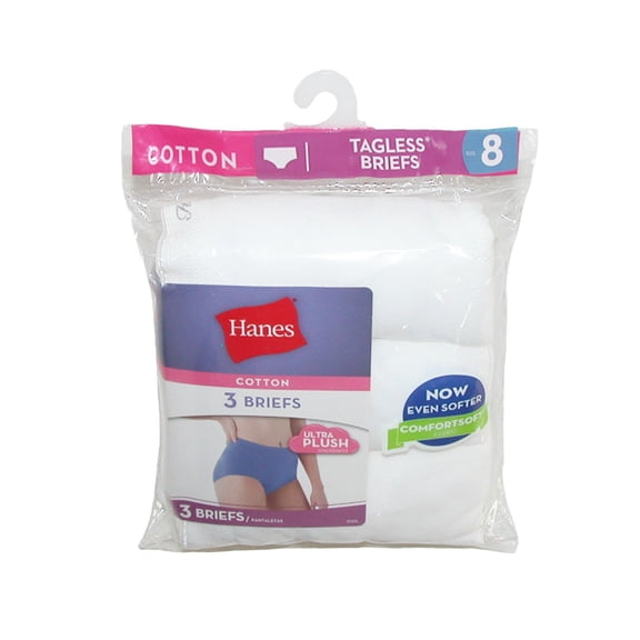 Women's Hanes D40L Cotton Brief Panties - 3 Pack (White 9)