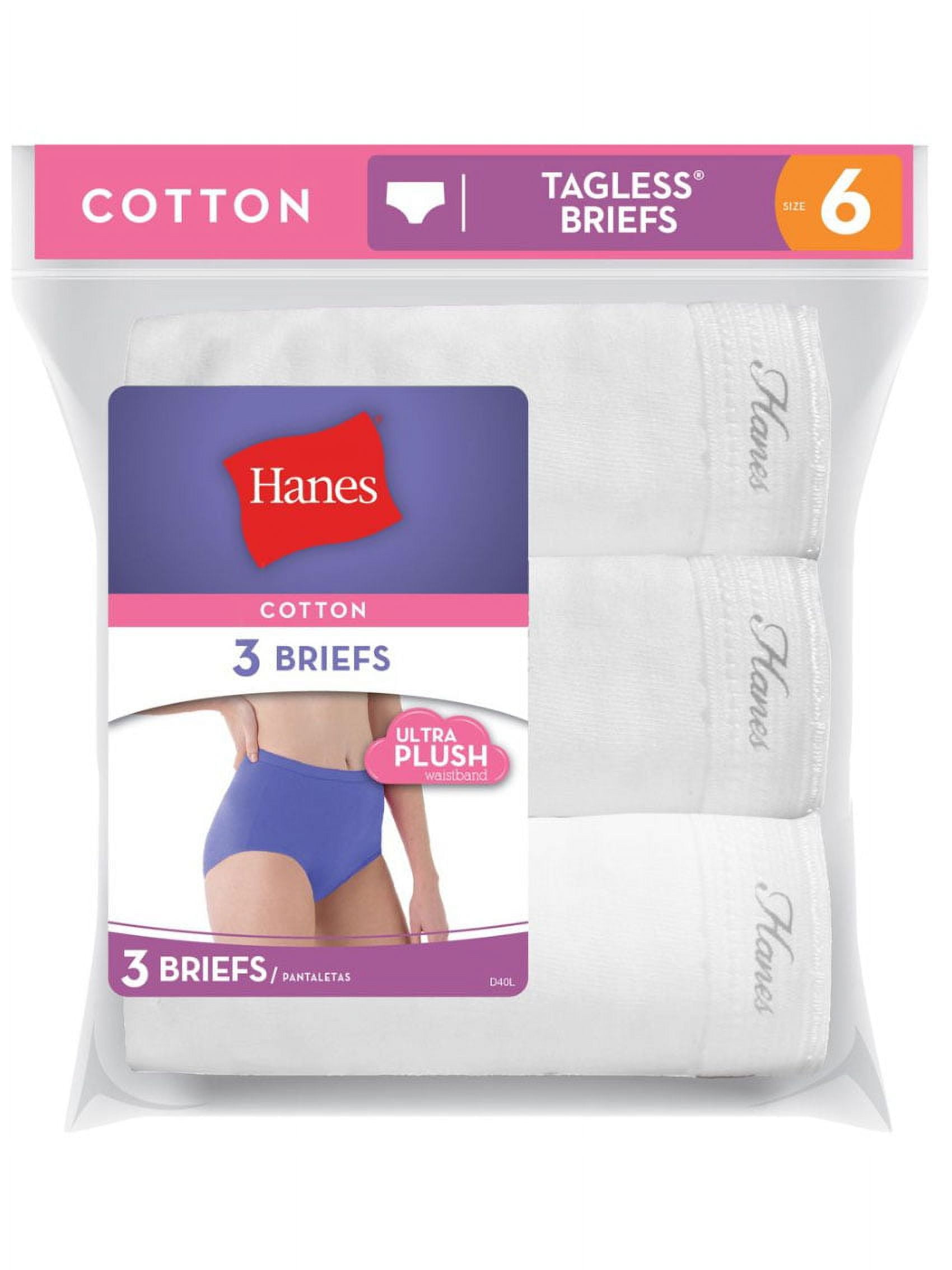 Women's Hanes D40L Cotton Brief Panties - 3 Pack (White 9) - Walmart.com