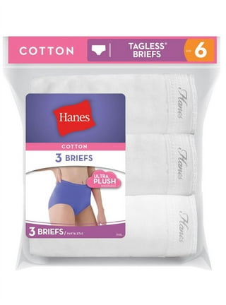 Women's Hanes D40L Cotton Brief Panties - 3 Pack (White 6) 