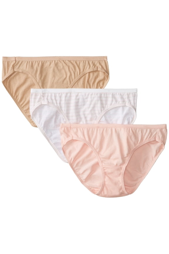 Women's Hanes D42L Cotton Bikini Panties - 3 Pack (Assorted 7)
