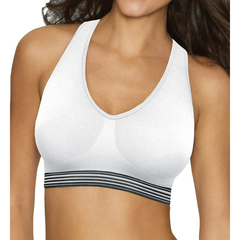 Women s Hanes G39F Get Cozy Racerback Pullover ComfortFlex Fit Bra White Black Stripes XL