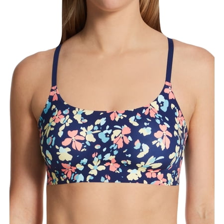 Women's Hanes HU40 Ultra Light Comfort Foam Pullover Wireless Bra (Navy Paint Flrl Prt BK XS)
