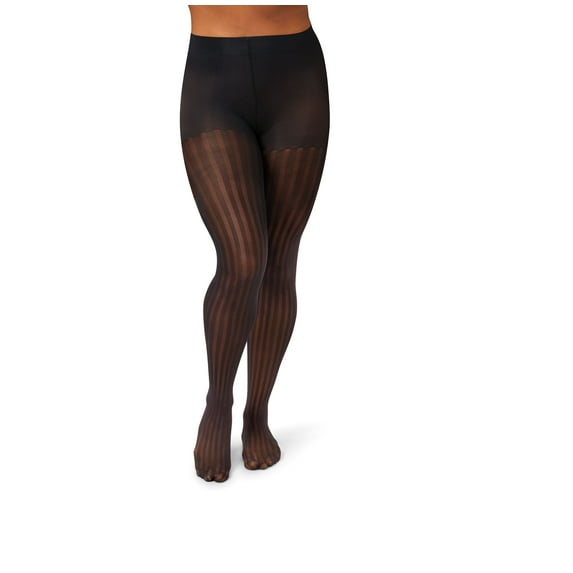 Women's Hanes® Openwork Pinstripe Tights HG0014 Color: Black Size: XX LARGE