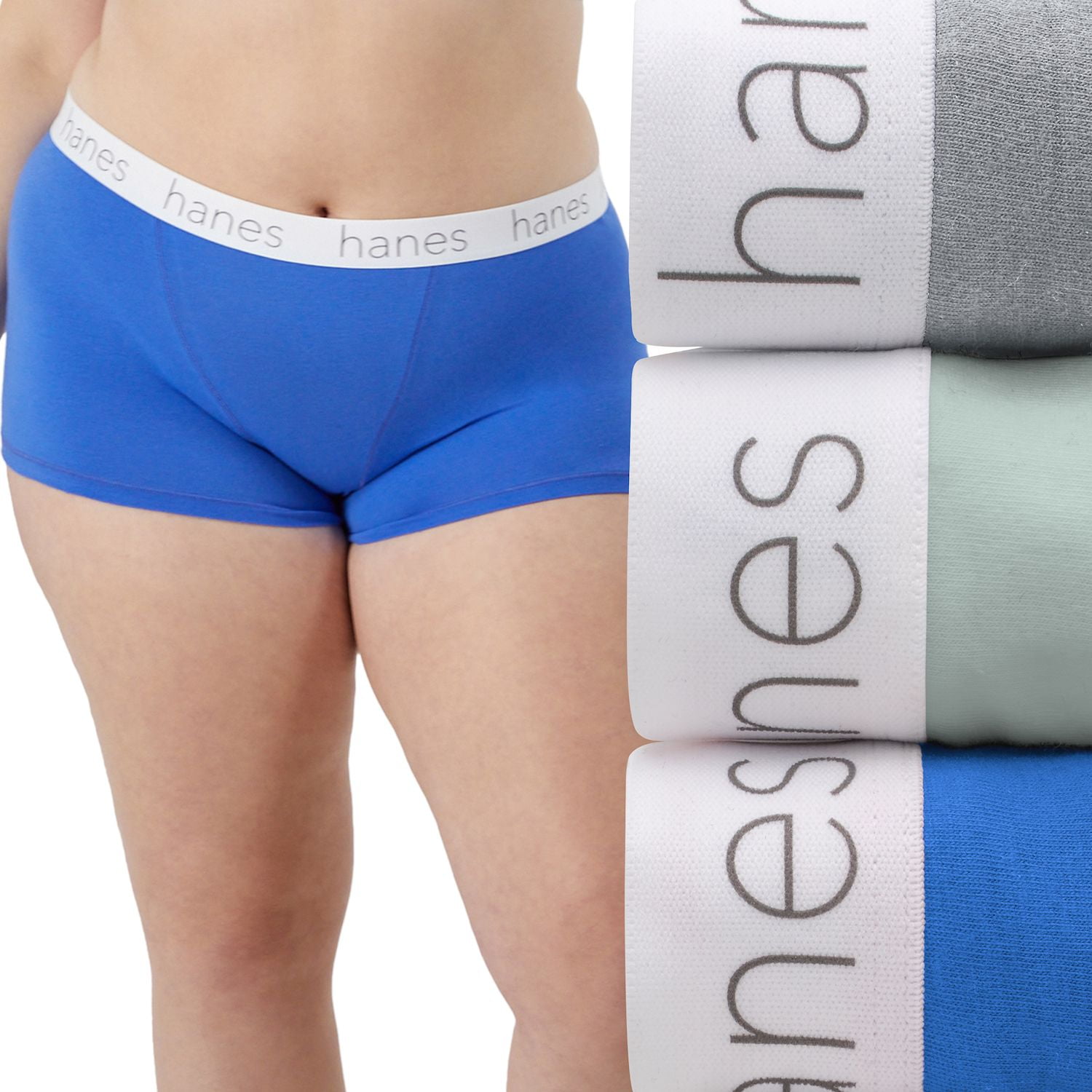 Hanes Women's 4pk Comfortsoft Waistband Cotton Mid-Thigh