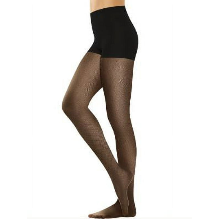Women's Hanes PN0003 Perfect Nudes Micro Net Girl Short Pantyhose (True  Black 1X-2X)