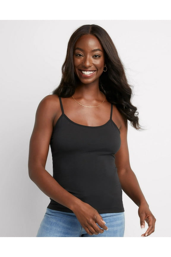 Women's Stretch Cami with Built-In Shelf Bra Black XL