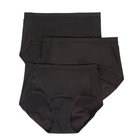 Women's Hanes 40FDL3 Comfort Period Light Brief Panty - 3 Pack (BLK/BLK/BLK 8)