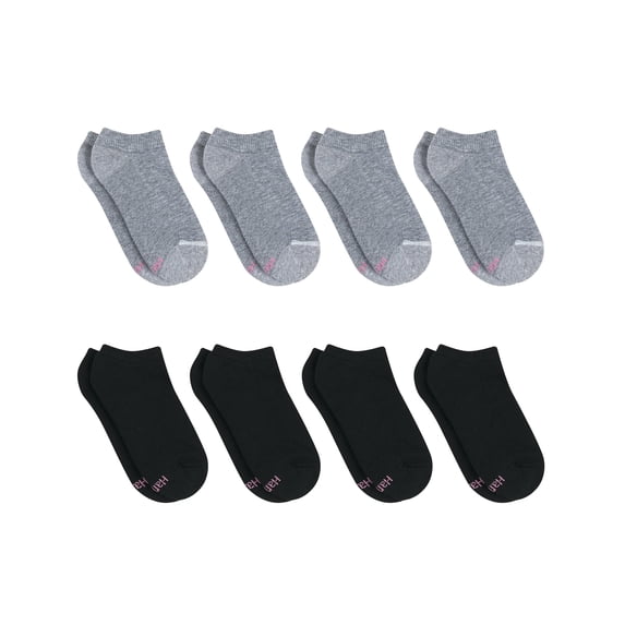 Hanes Ultimate Women's No Show Socks Pack, Cushioned, 8-Pairs Grey/Black 5-9