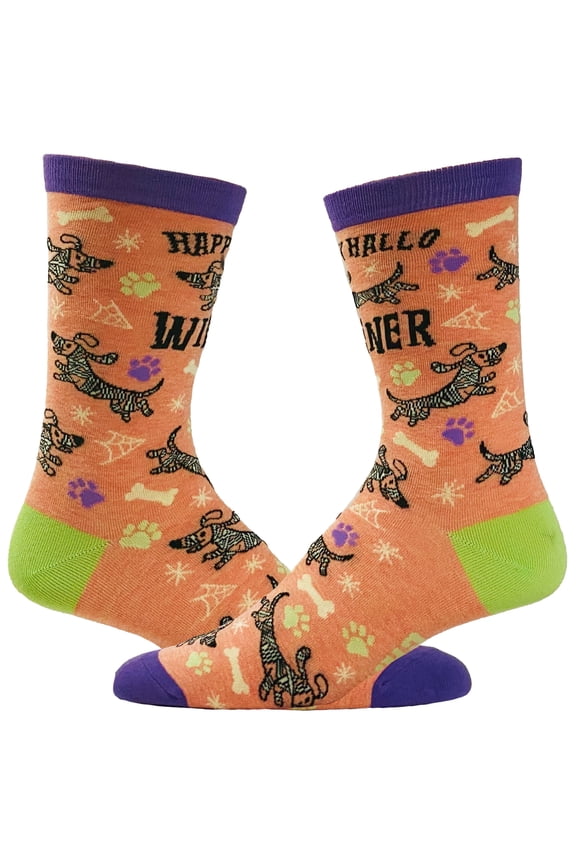 Women's Happy Hallowiener Socks Funny Halloween Pet Dog Puppy Dachshund Lover Footwear