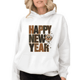 thumbnail image 1 of Women's Happy New Year Disco Ball Theme Graphic Tee T Shirt Glitter Pattern Top softness Hooded long-sleeved White S-2XL, 1 of 6