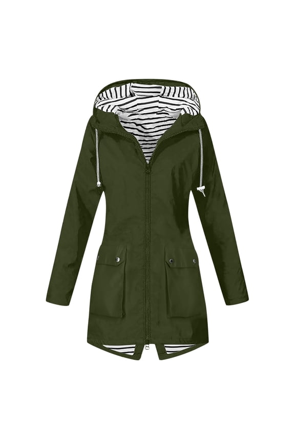 Women's Hardshell Outdoor Zipper Jacket - Versatile Hooded Anorak for Hiking and Everyday Use
