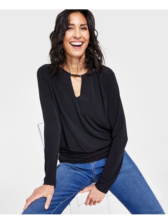 Women's Hardware Keyhole Top Deep Black XXL
