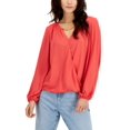 thumbnail image 1 of Women's Hardware-Trim Surplice Blouse Coral Lipstick M, 1 of 1