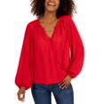 thumbnail image 1 of Women's Hardware-Trim Surplice Blouse Real Red S, 1 of 1