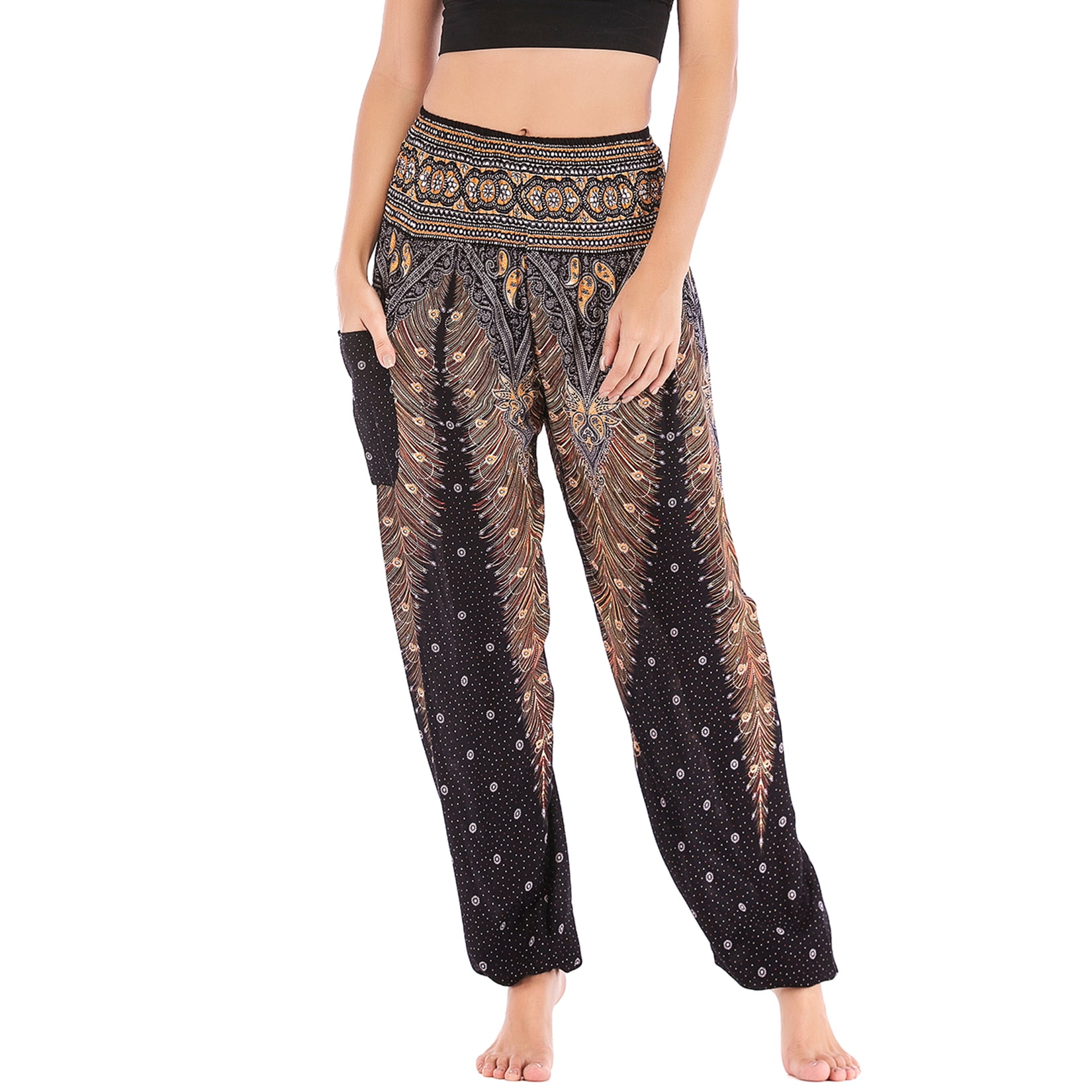 Women's Harem Boho Pants Summer Smocked Waist Loose Flowy Women's Harem Boho Pants Summer Smocked Waist Loose Flowy