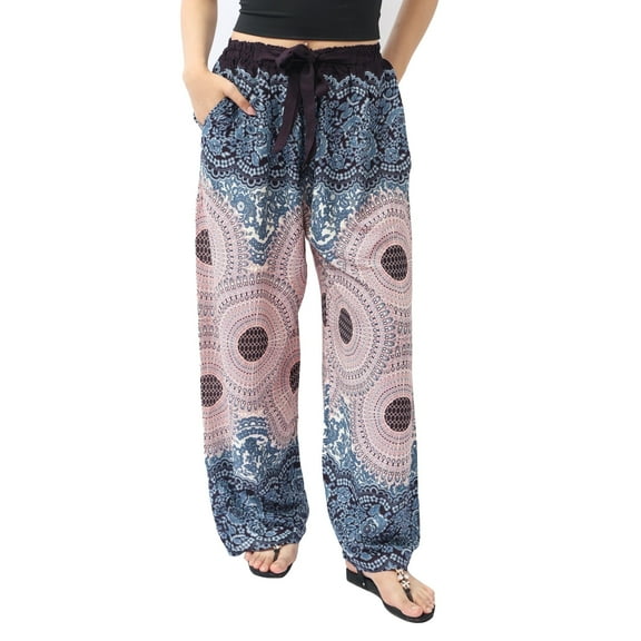 Women's Harem Elephant Pants - Bamboo Fabric, Elastic Waistband with Bow-tie - One Size