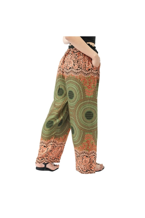 Women's Harem Elephant Pants - Bamboo Fabric, Elastic Waistband with Bow-tie - One Size
