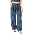 thumbnail image 1 of Women's Harem Elephant Pants - Bamboo Fabric, Elastic Waistband with Bow-Tie - One Size, 1 of 6